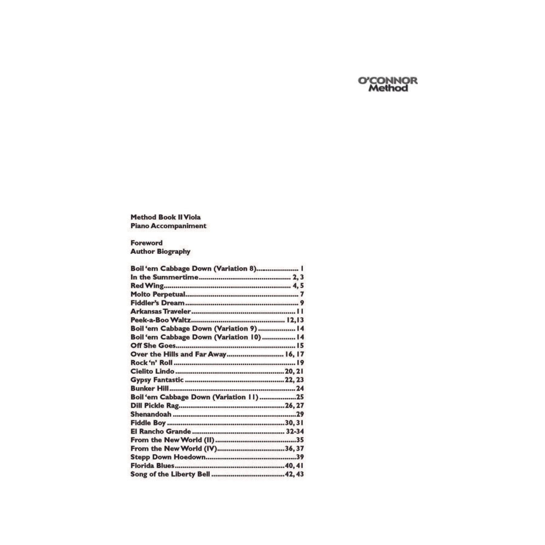 O'Connor Viola Method Book II - Piano Accompaniment - Digital Download