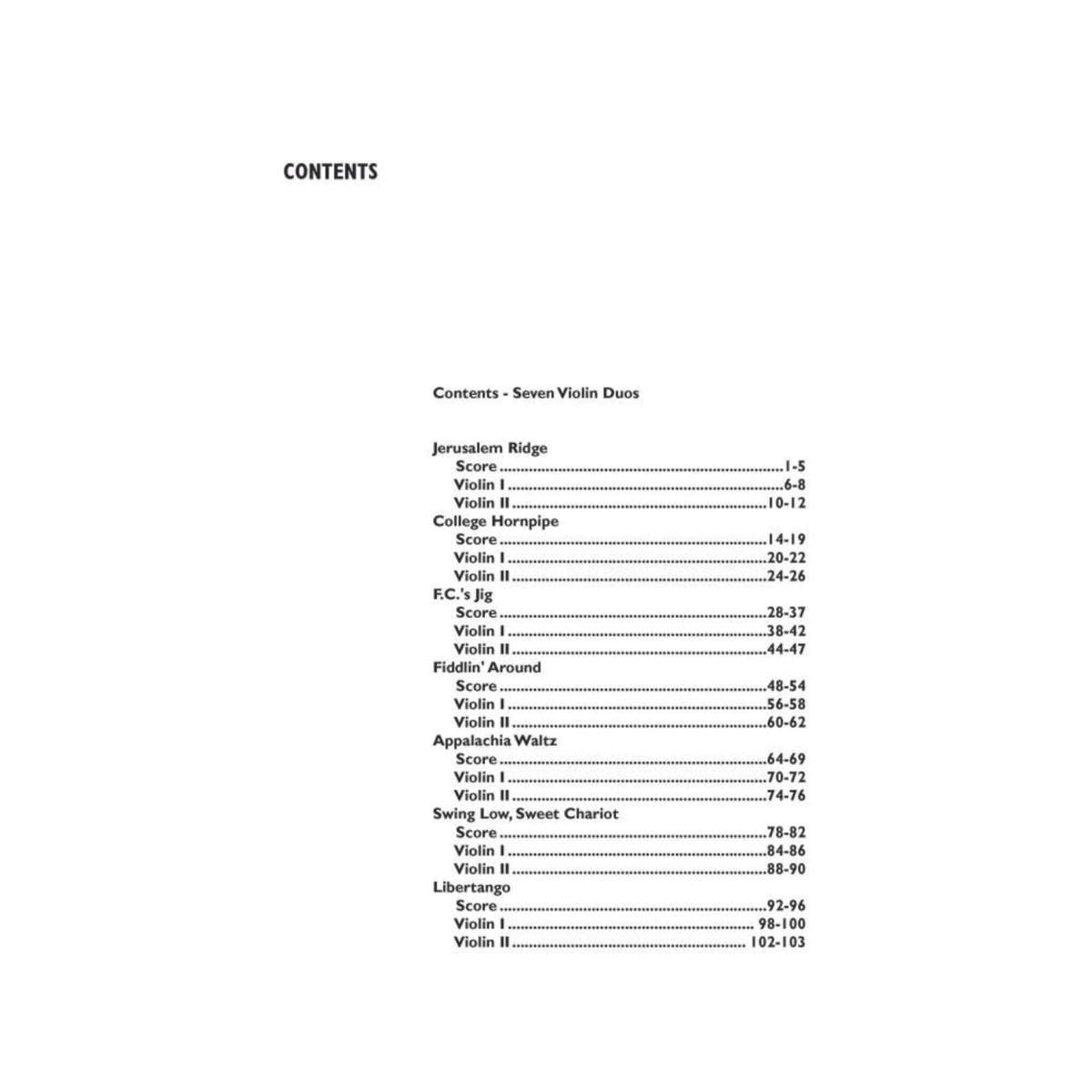 Seven Violin Duos - arranged by Mark O'Connor - Digital Download