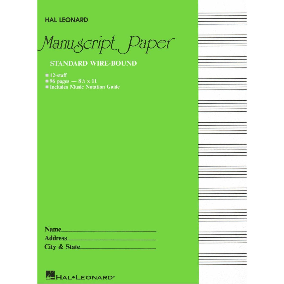 Standard Wirebound Manuscript Paper. Published by Hal Leonard.