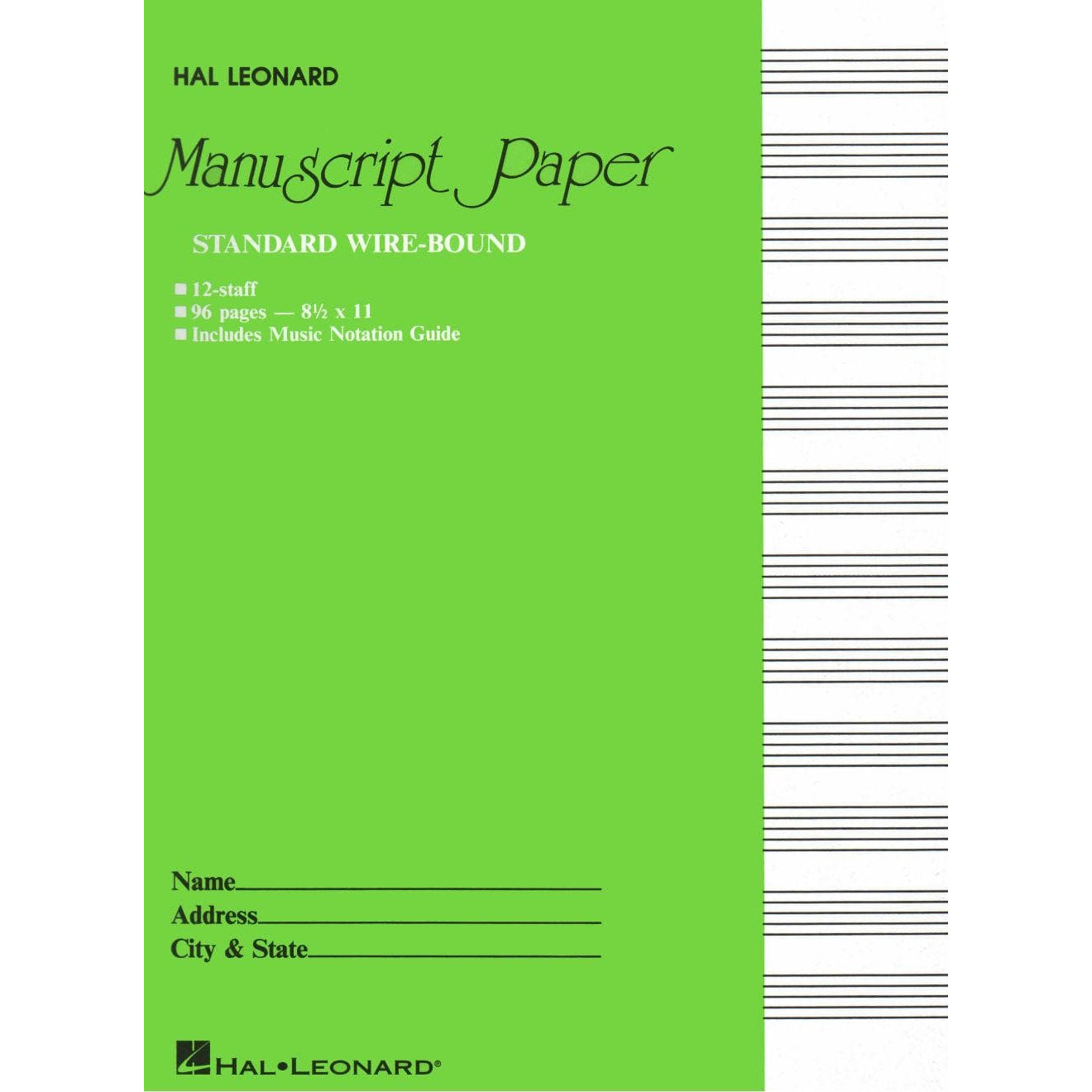 Standard Wirebound Manuscript Paper. Published by Hal Leonard.