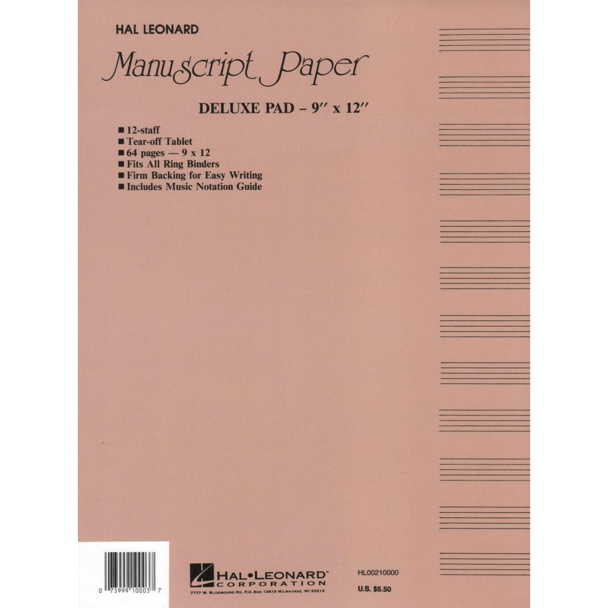 Deluxe Pad Manuscript Paper. Published by Hal Leonard.