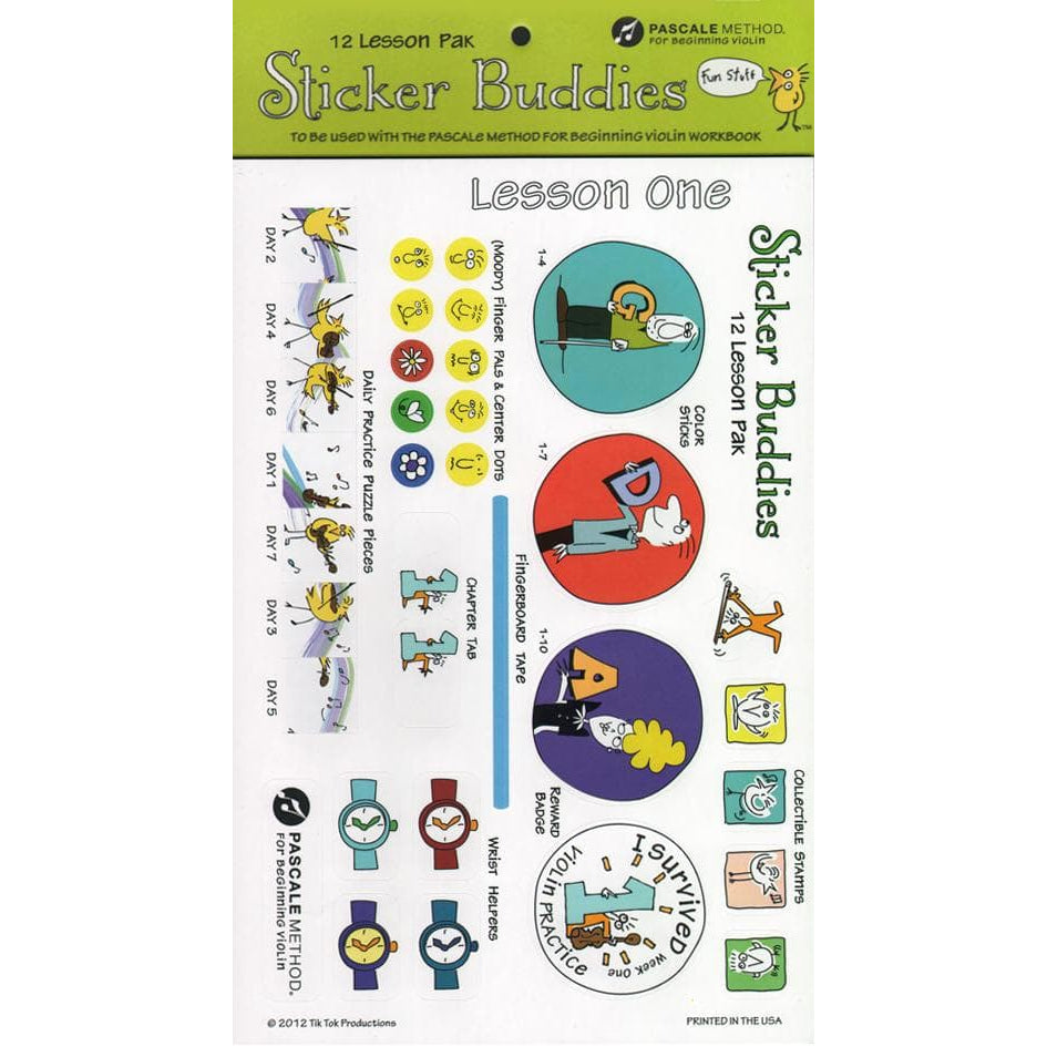 Sticker Buddies for The Pascale Method (Beginning Violin) - 12 Lesson Pack - Alfred