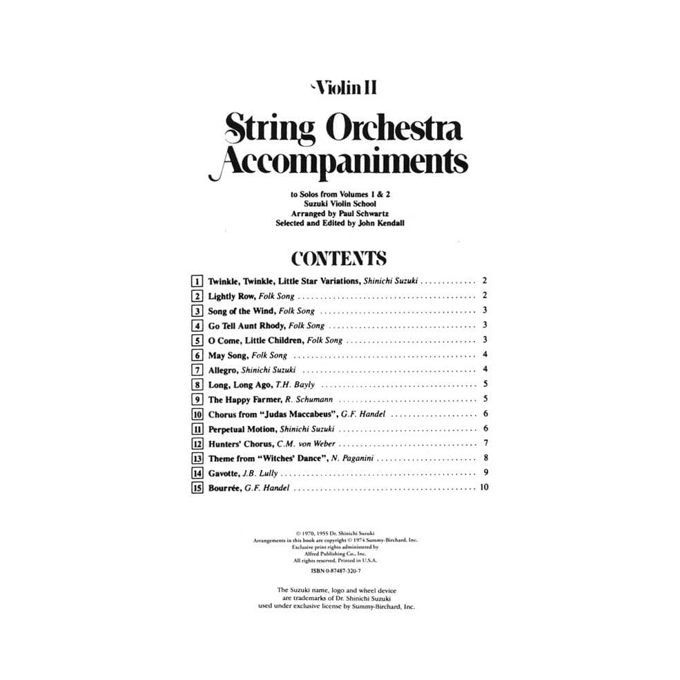 String Orchestra Accompaniments to Solos from Suzuki Violin School, Volumes 1 and 2 - Violin 2