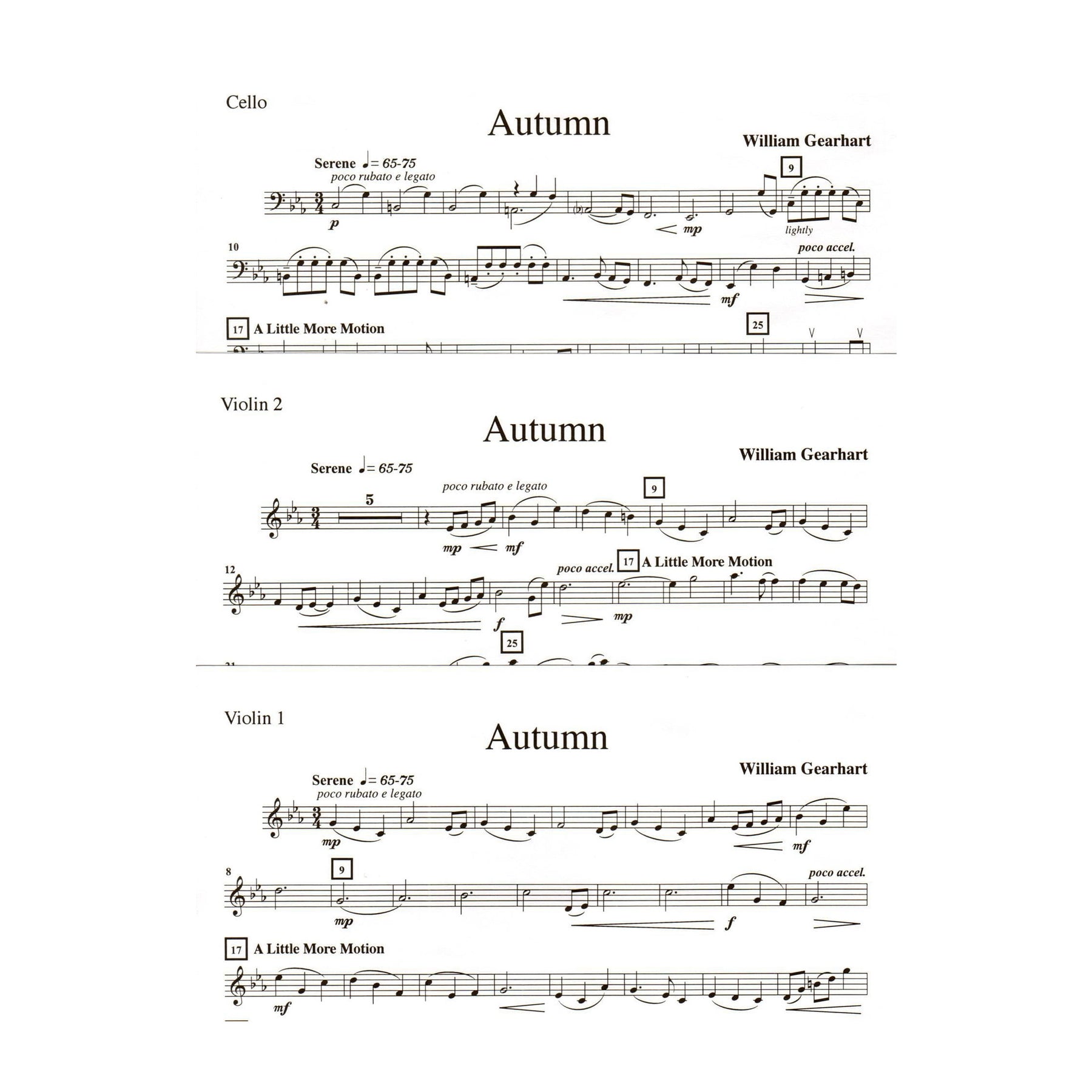 Gearhart, Livingston - Autumn for String Trio - Violin, Viola, and Cello - Ludwig Music Publishing
