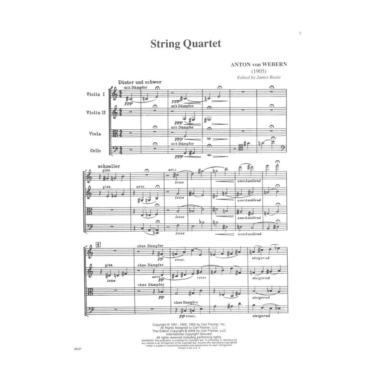 Webern - String Quartet (1905) Published by Carl Fischer