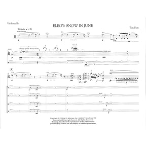 Dun, Tan - Elegy: Snow In June - Concerto for Cello and 4 Percussionists - Score and Parts - G Schirmer Edition