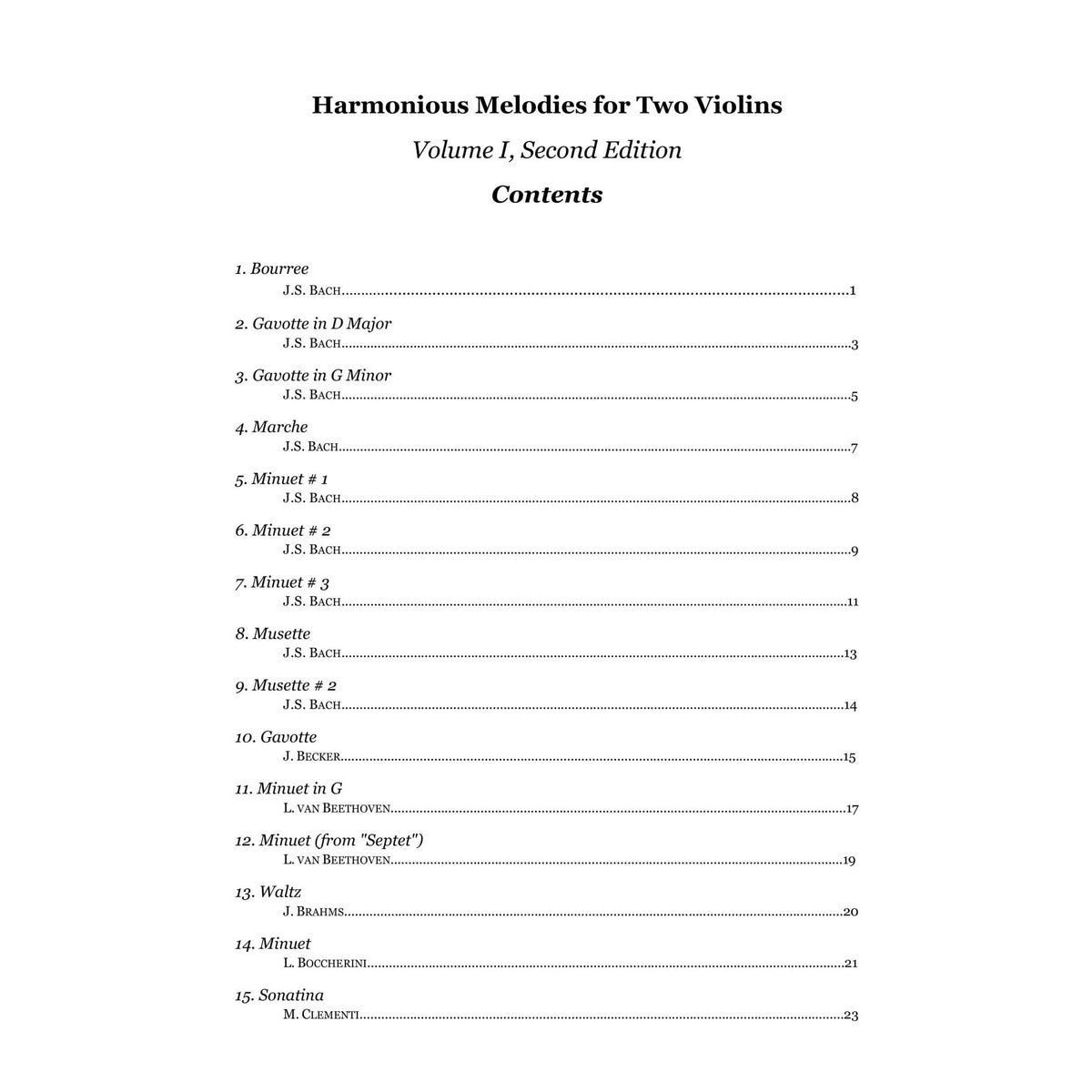 Yasuda, Martha - Harmonious Melodies For Two Violins, Volume I, 2nd Edition  - Digital Download