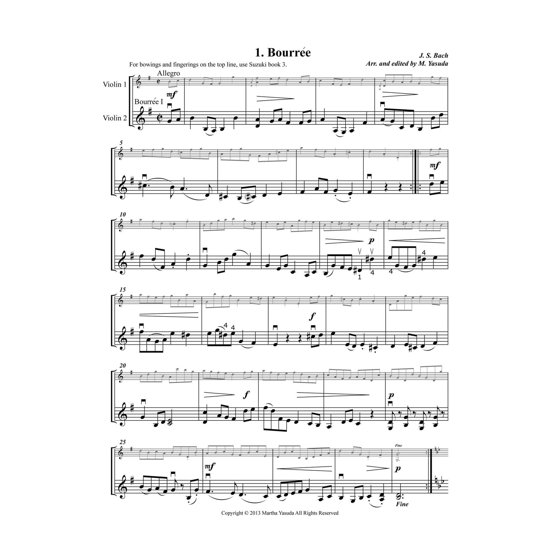 Yasuda, Martha - Harmonious Melodies For Two Violins, Volume I, 2nd Edition  - Digital Download
