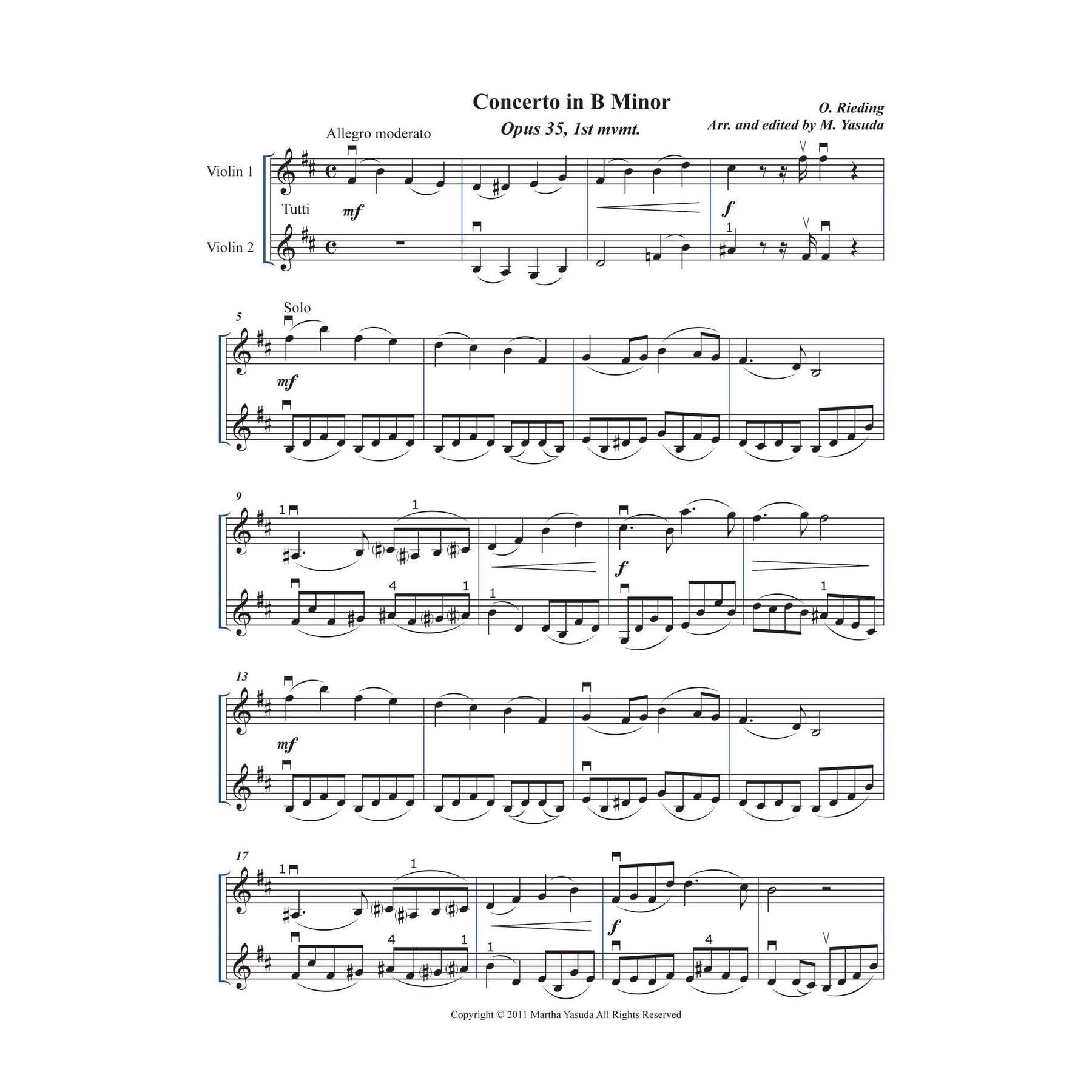 Yasuda, Martha - Concerto Melodies For Two Violins, Volume I, 2nd Edition  - Digital Download