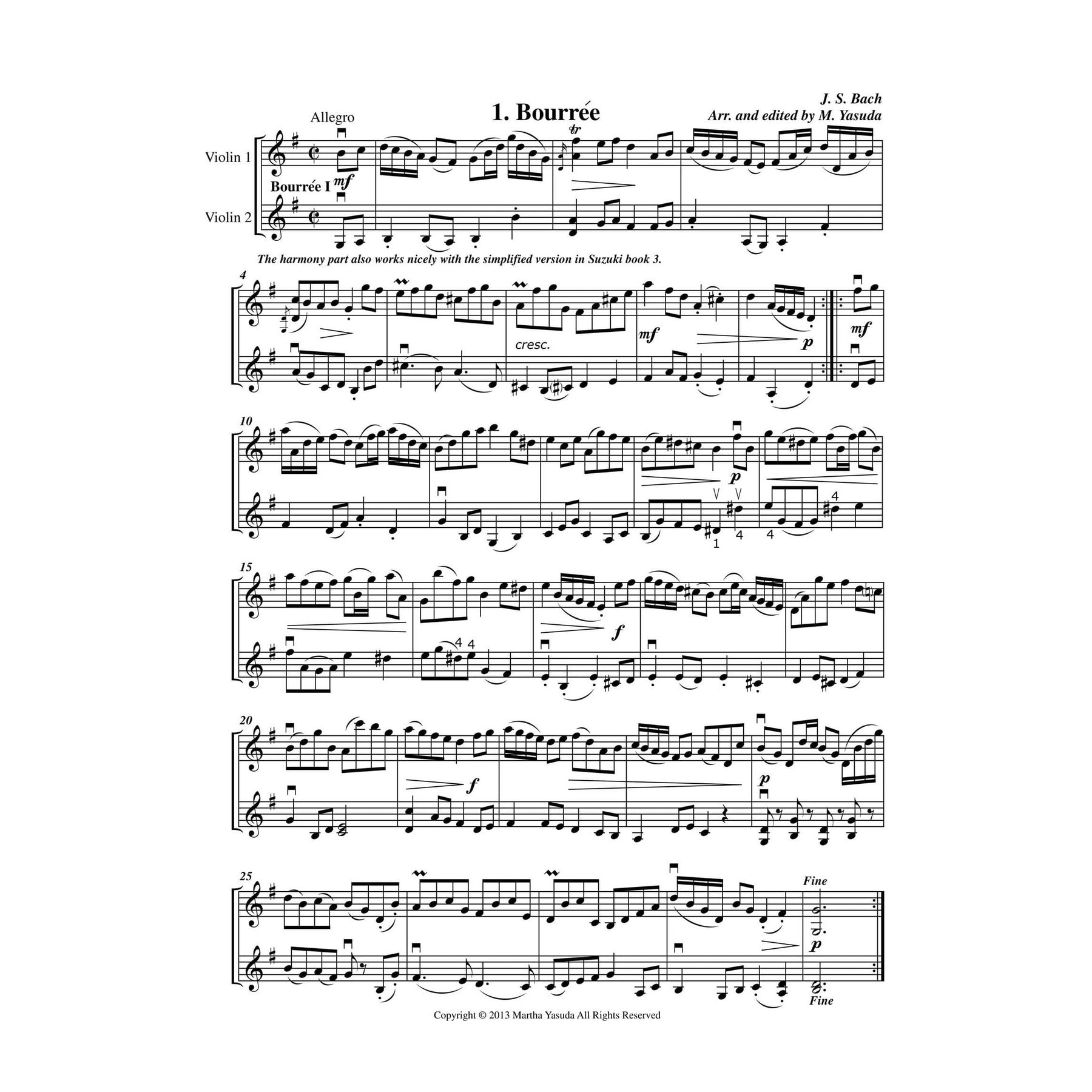 Yasuda - Harmonious Melodies For Violin, Volume I, 2nd Ed.  - Dig. Download