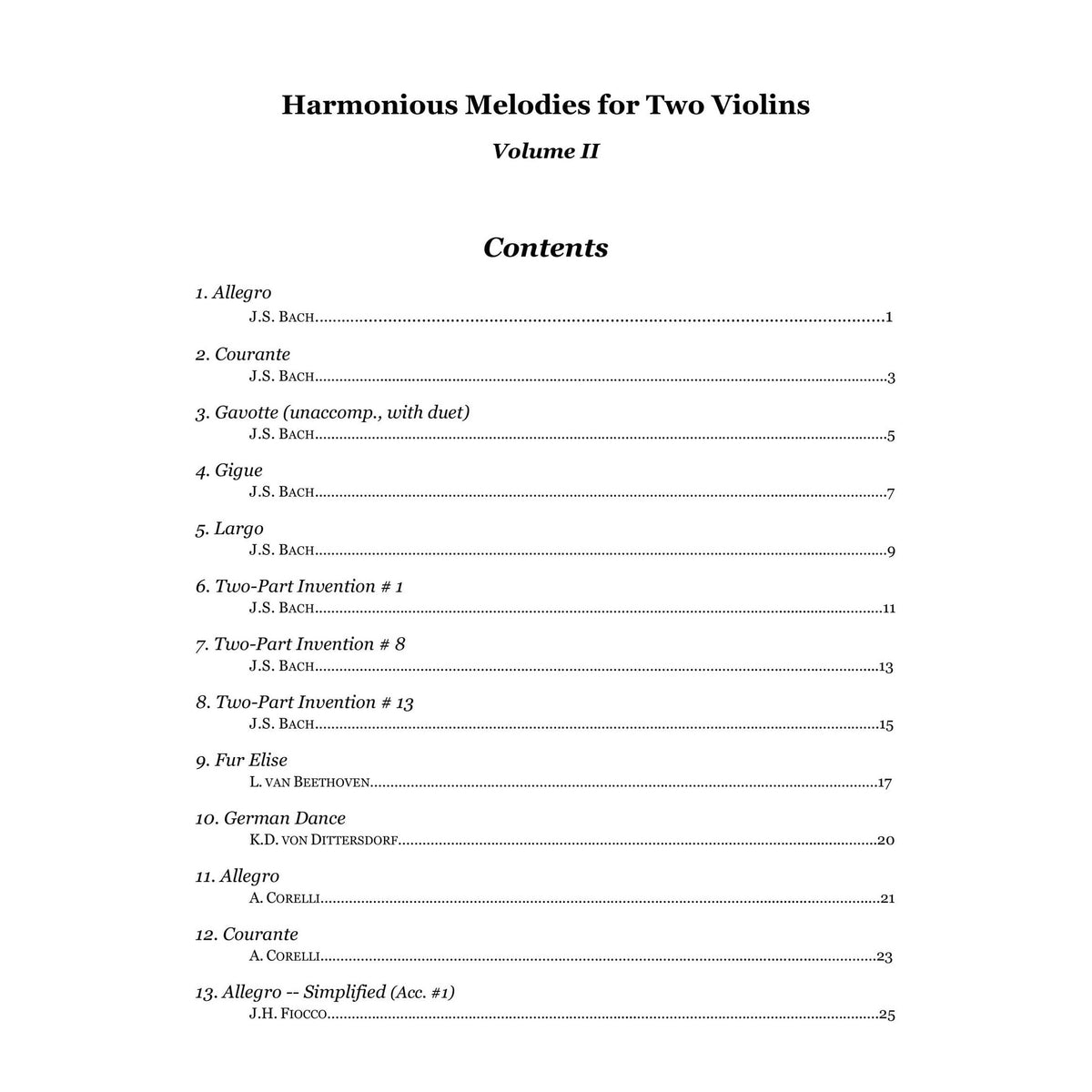 Yasuda, Martha - Harmonious Melodies For Two Violins, Volume II, 2nd Edition - Digital Download