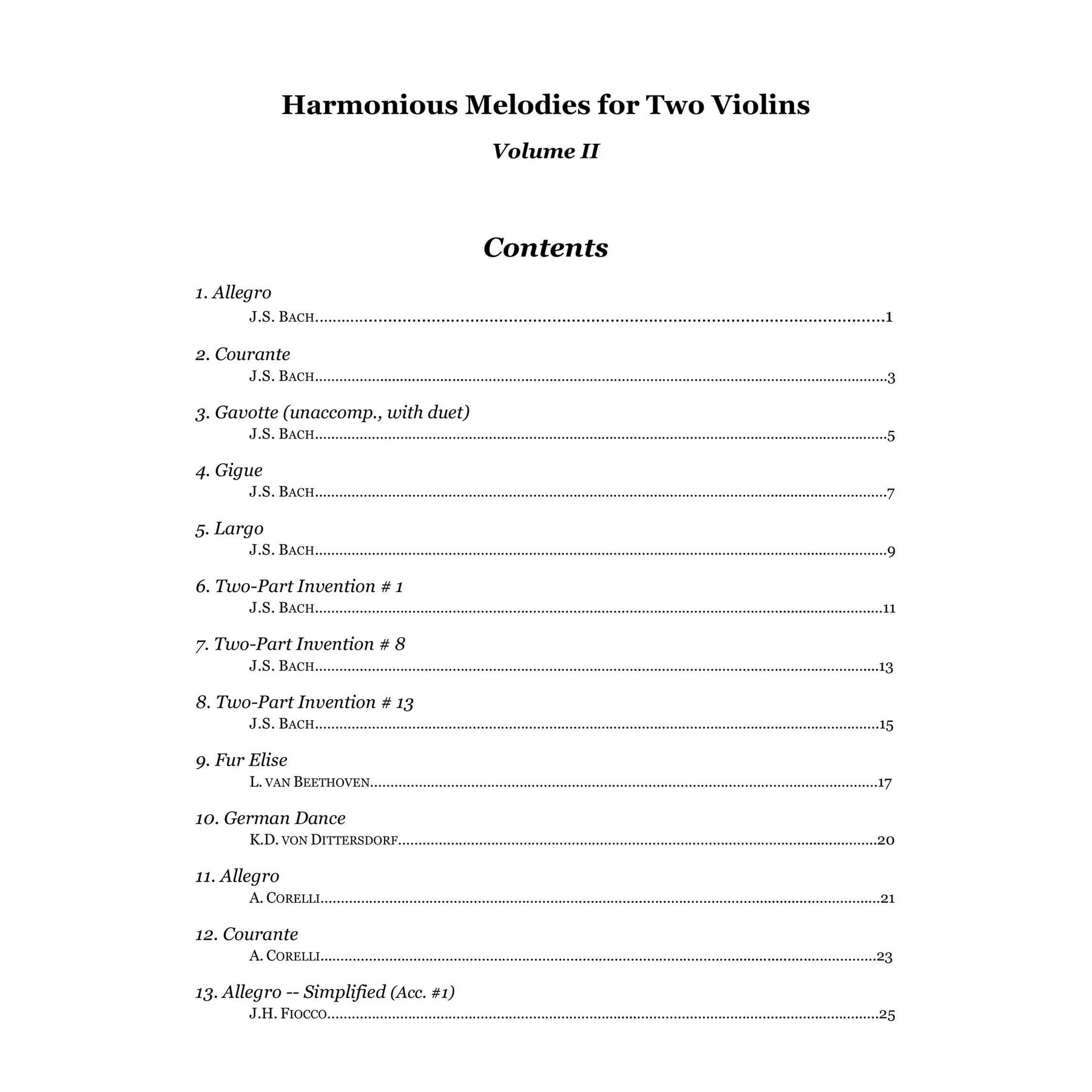 Yasuda, Martha - Harmonious Melodies For Two Violins, Volume II, 2nd Edition - Digital Download