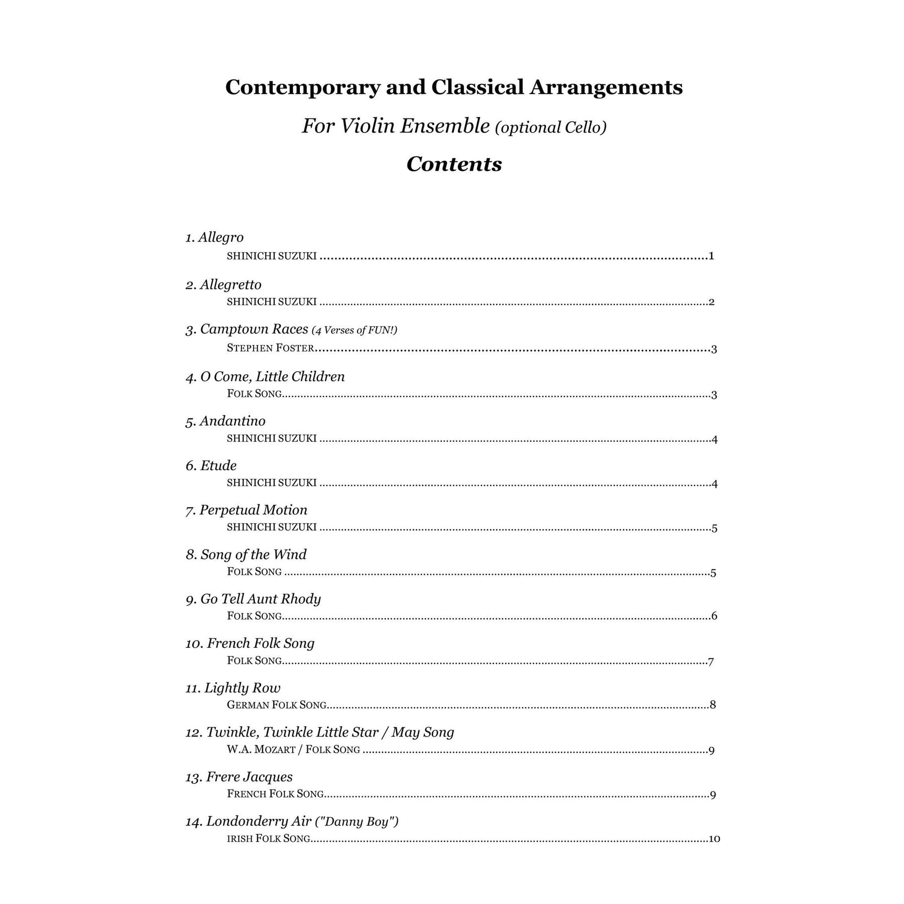 Yasuda - Contemporary & Classical Arr. for Violin Ensemble (Accomp ONLY) - Dig. Download
