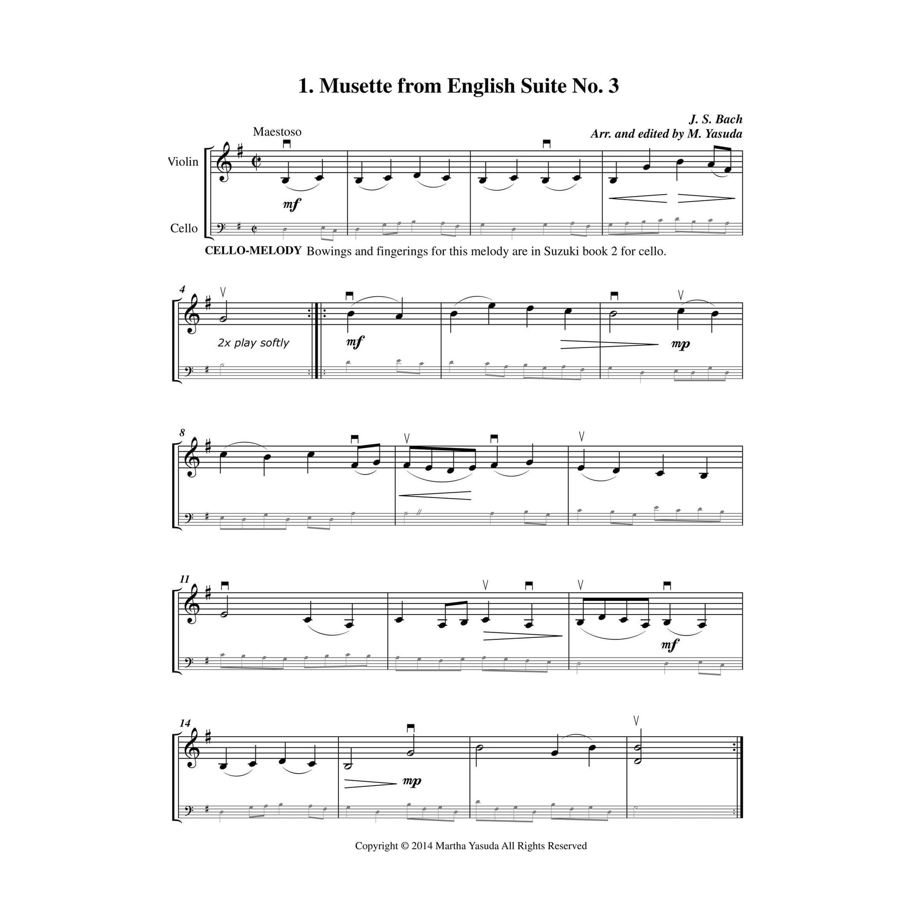 Yasuda, Martha - Flip-Flop Melodies For Cello and Violin, Volume II, 2nd Edition - Digital Download