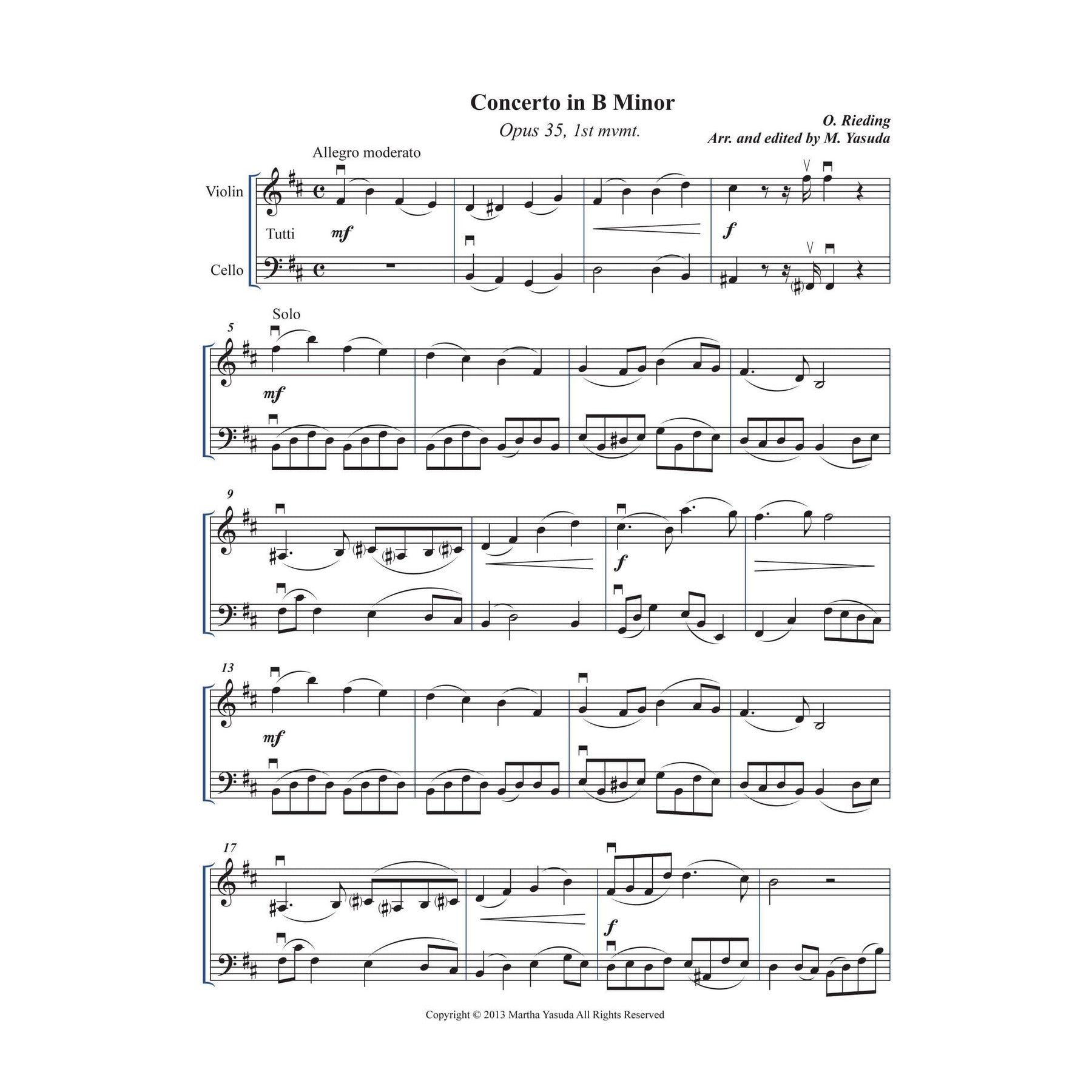 Yasuda, Martha - Concerto Melodies For Violin And Cello, Volume I, 2nd Edition - Digital Download