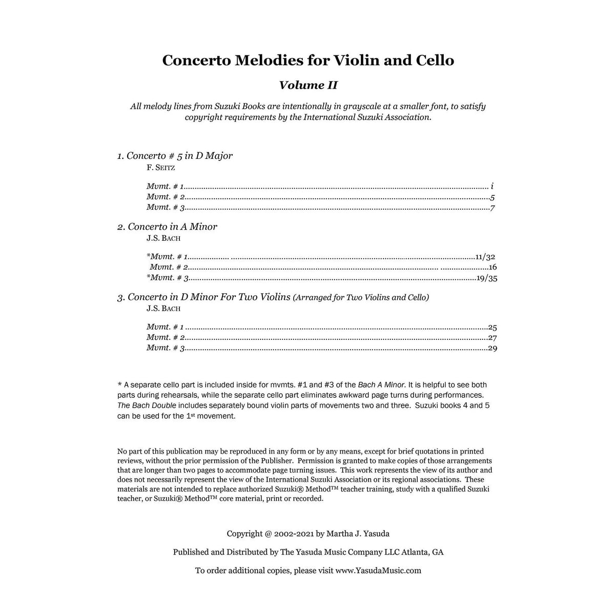 Yasuda, Martha - Concerto Melodies For Violin & Cello, Volume 2 - Digital Download