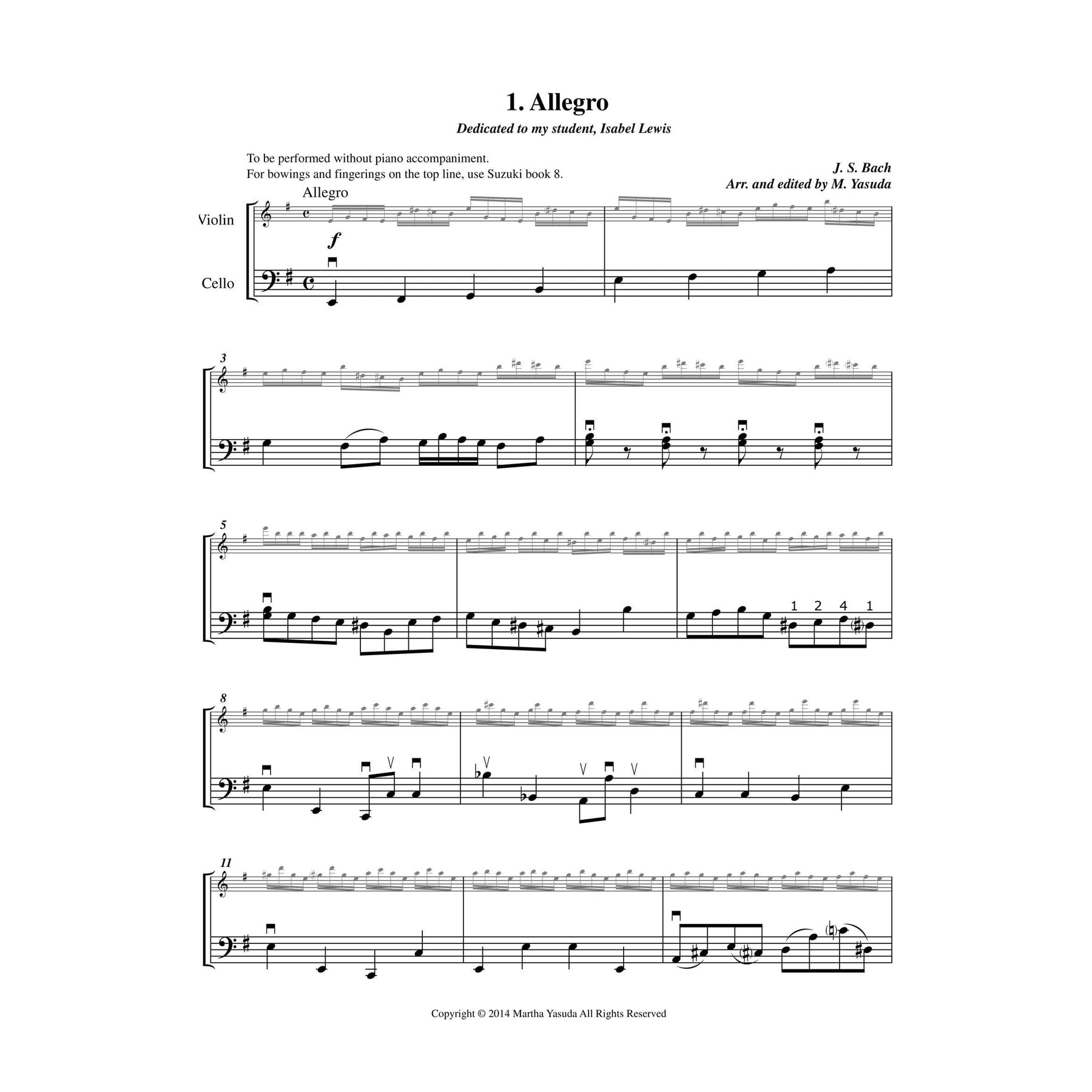 Yasuda, Martha - Harmonious Melodies For Violin And Cello, Volume II, 2nd Edition - Digital Download