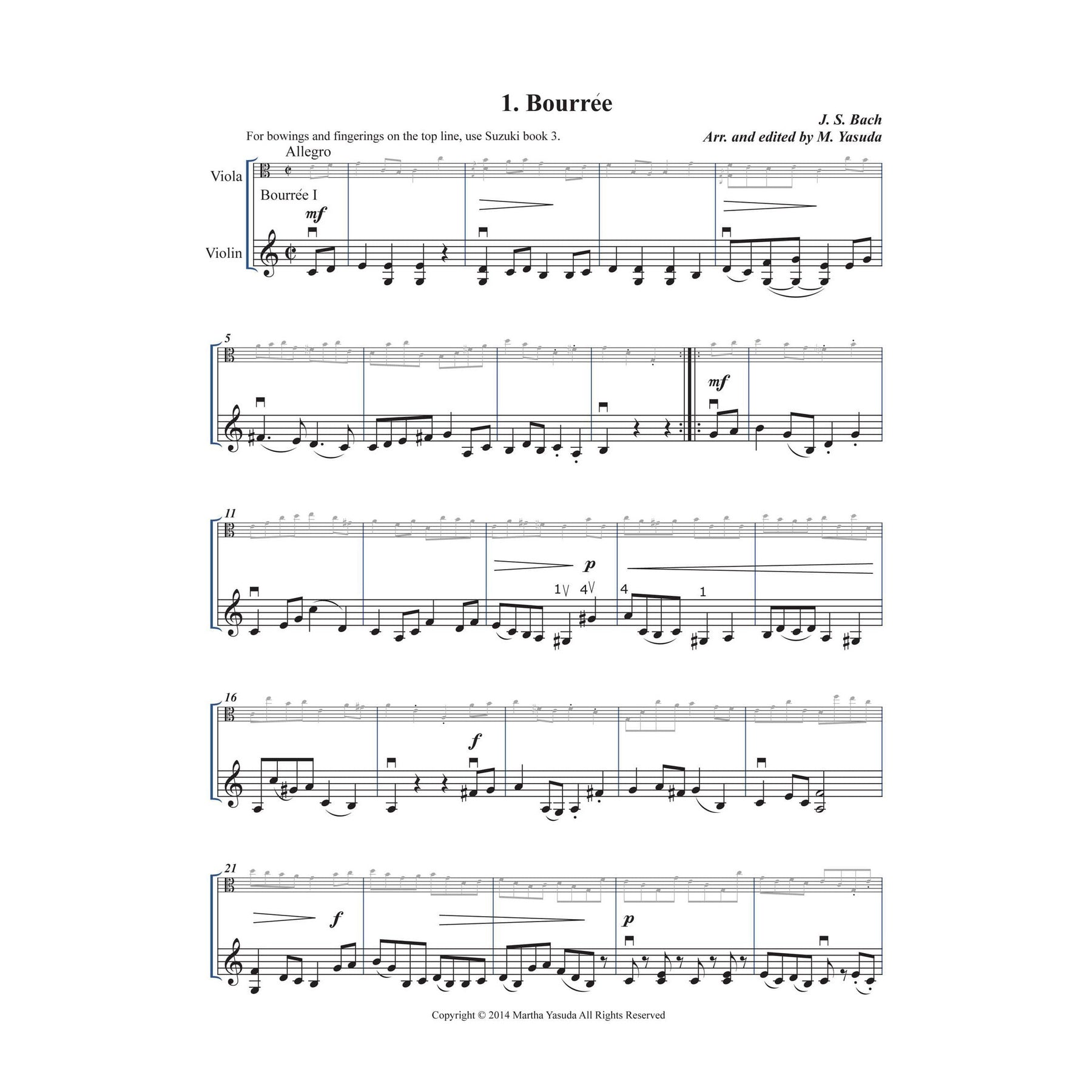 Yasuda, Martha - Harmonious Melodies For Viola And Violin, Volume I - Digital Download