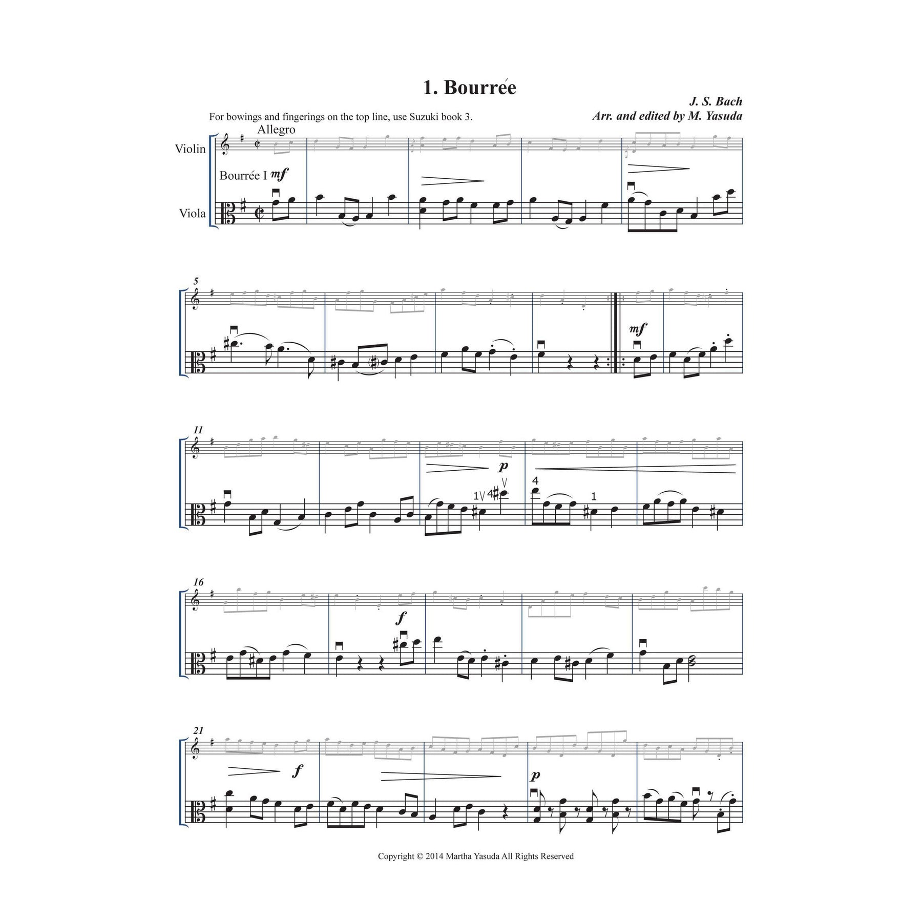 Yasuda, Martha - Harmonious Melodies For Violin and Viola, Volume I - Digital Download