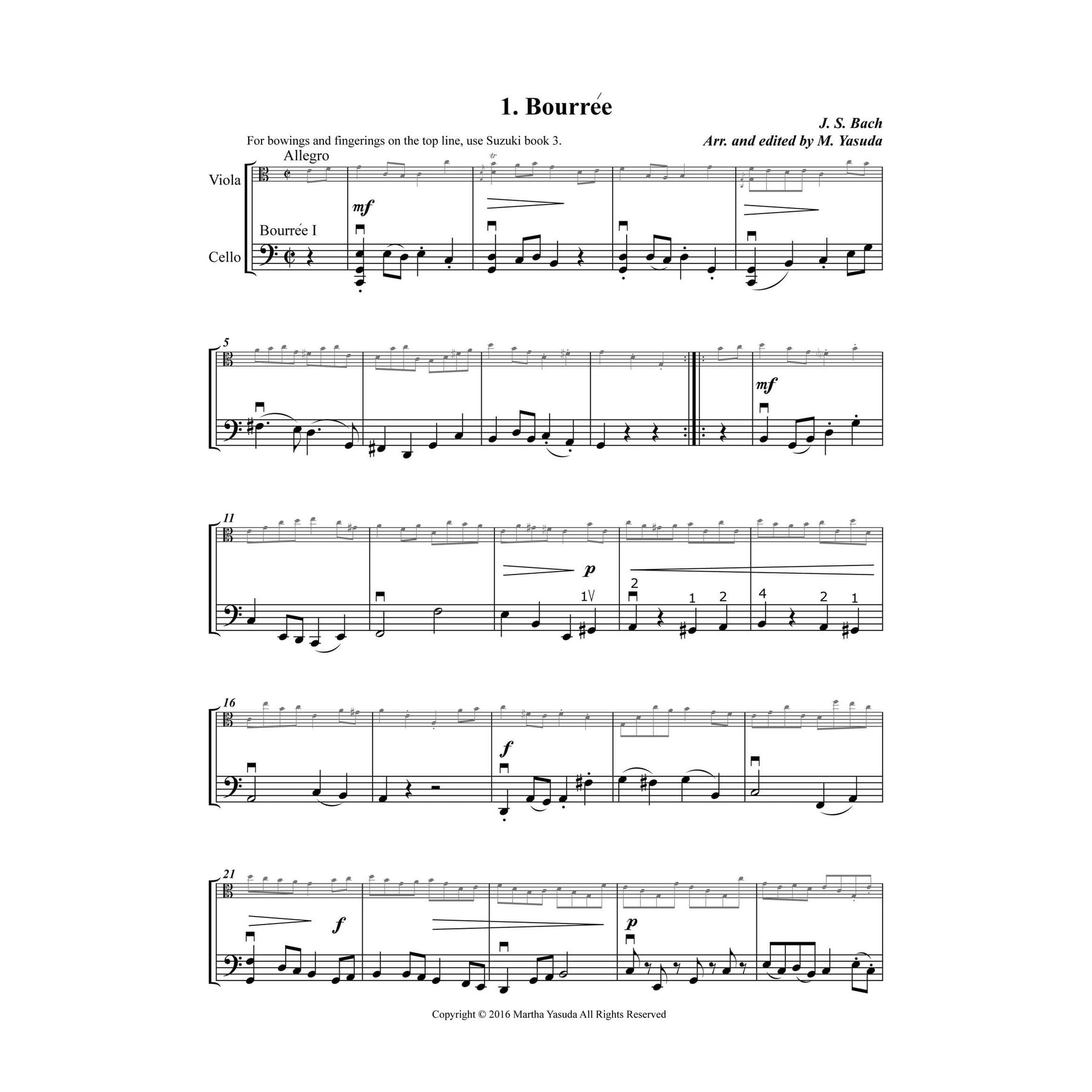 Yasuda, Martha - Harmonious Melodies for Viola (Melody) and Cello (Harmony) - Digital Download