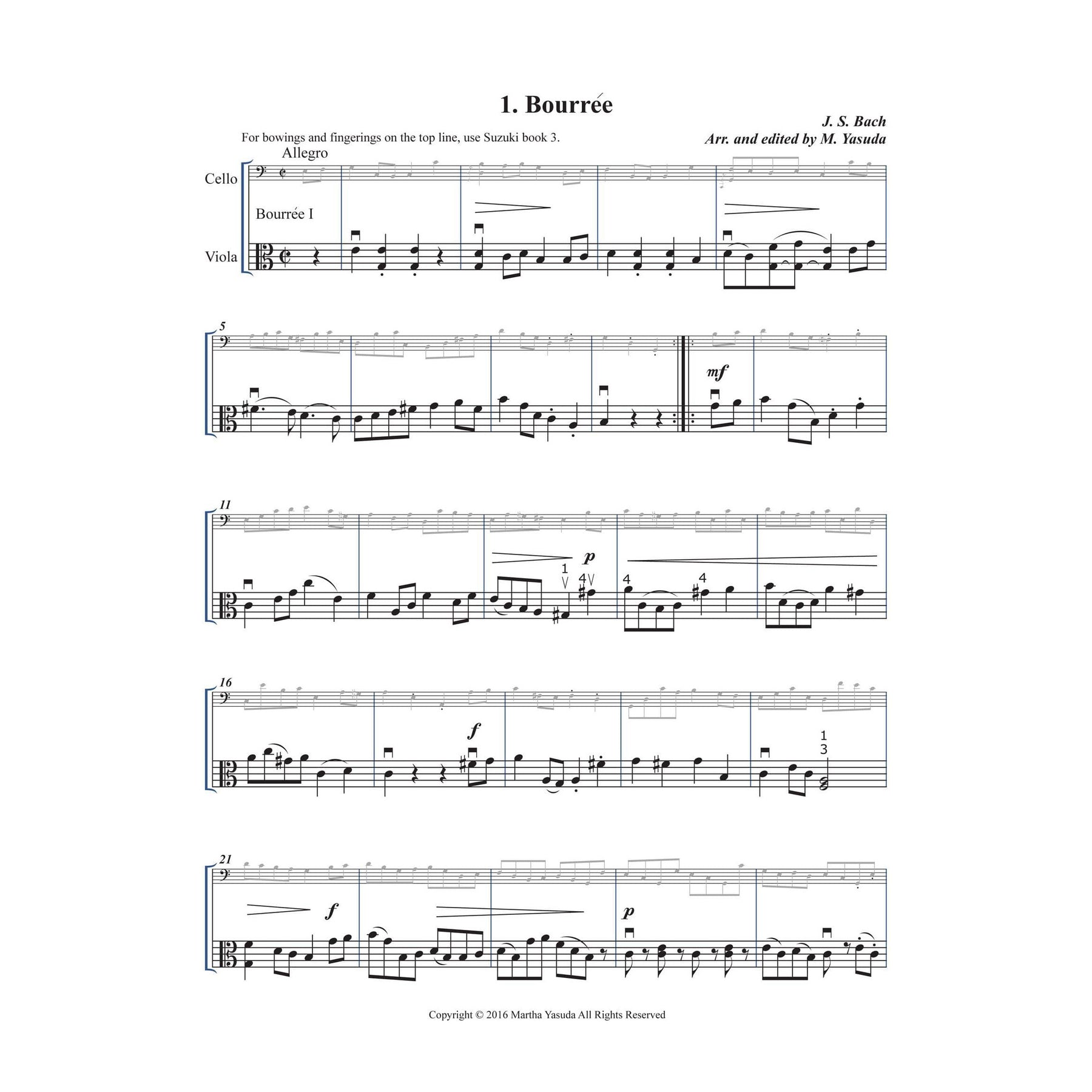 Yasuda, Martha - Harmonious Melodies for Cello (Melody) and Viola (Harmony) - Digital Download