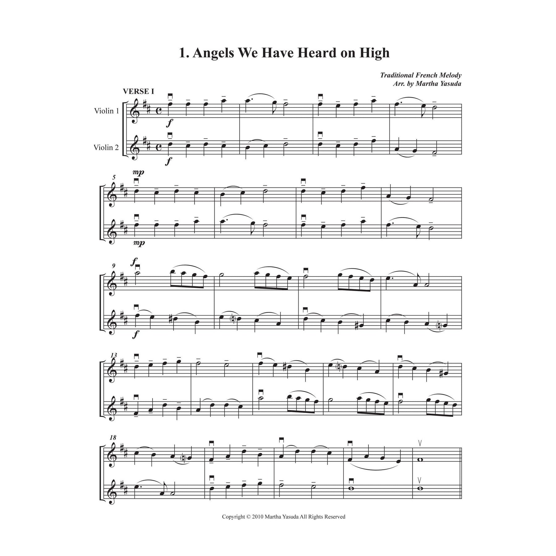 Yasuda, Martha - Christmas Melodies For Violin: Duets Cubed (Advanced) - Digital Download