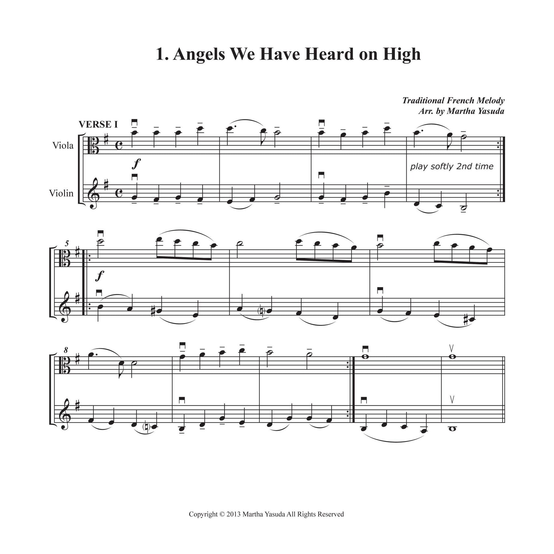 Yasuda, Martha - Christmas Melodies For Viola and Violin: Duets to the 3rd power - Digital Download