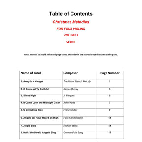 Yasuda - Christmas Melodies For 4 Violins, Volume I: Contemporary & Classical Arr. - Dig. Download