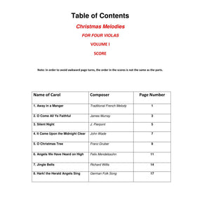Yasuda - Christmas Melodies For 4 Violas, Volume I: Contemporary & Classical Arr. - Dig. Download