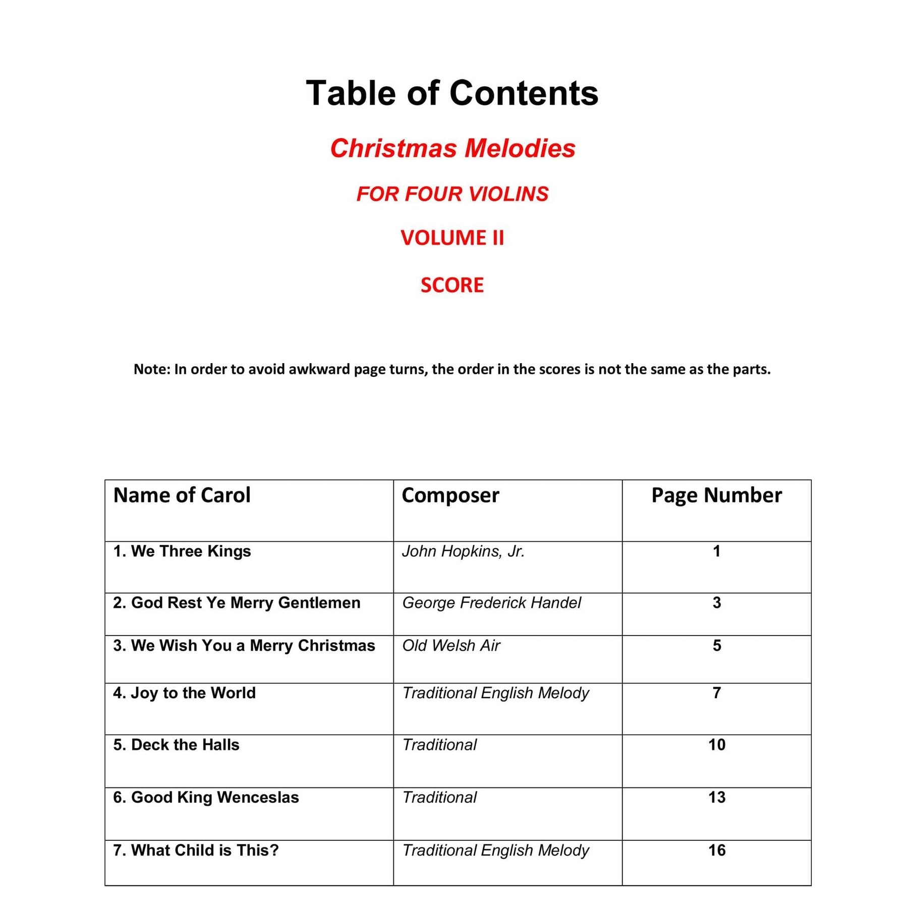 Yasuda - Christmas Melodies For 4 Violins, Volume II: Contemporary & Classical Arr. - Dig. Download