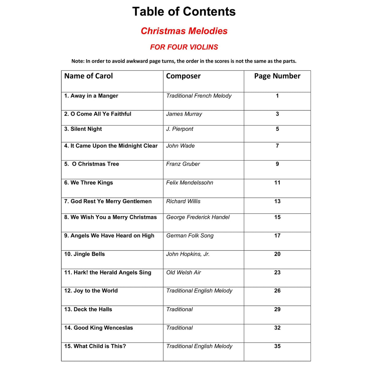 Yasuda - Christmas Melodies For 4 Violins, Volumes I & II: Contemporary & Classical Arr. - Dig. DL