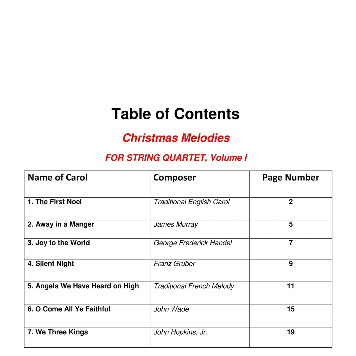 Yasuda - Christmas Melodies: Contemporary & Classical Arr. For String Quartet, Volume I - Dig. DL