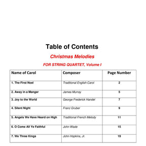 Yasuda - Christmas Melodies: Contemporary & Classical Arr. For String Quartet, Volume I - Dig. DL