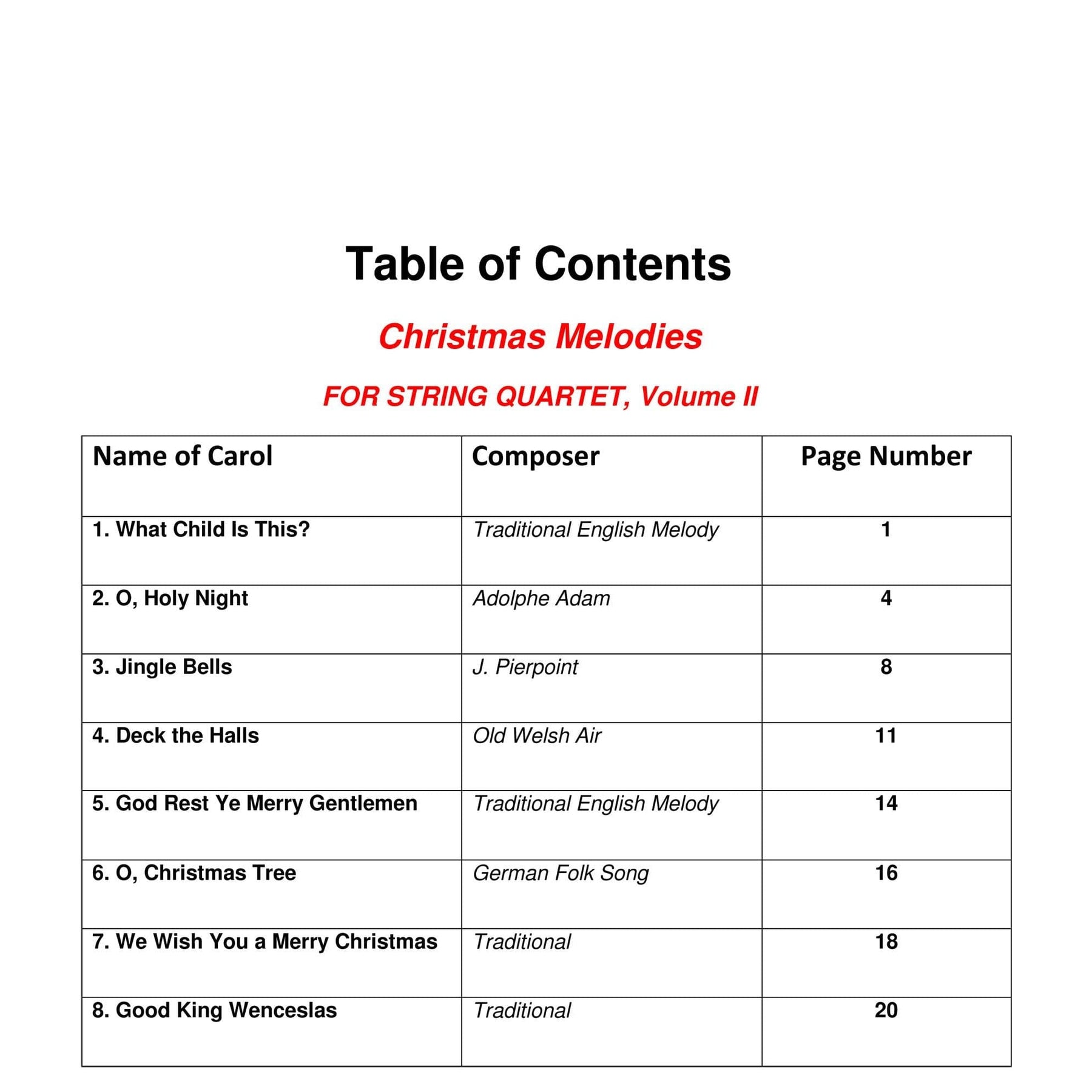 Yasuda - Christmas Melodies Contemporary & Classical For String Quartet Volume 2 - Dig. Download