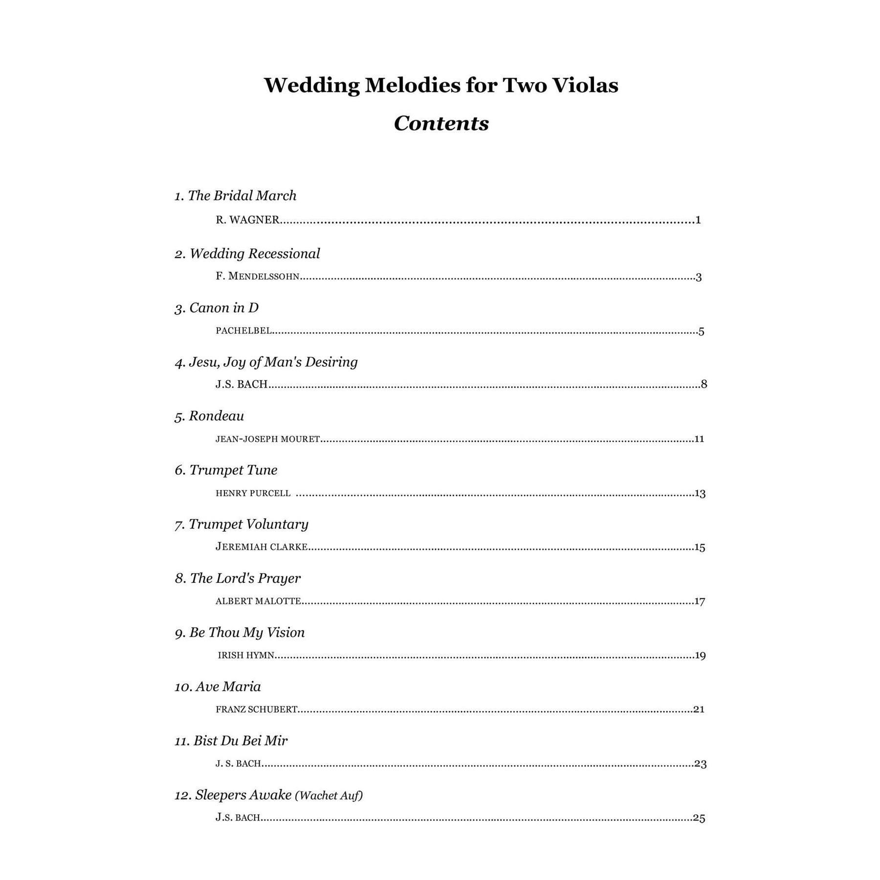 Yasuda, Martha - Wedding Melodies For Two Violas - Digital Download