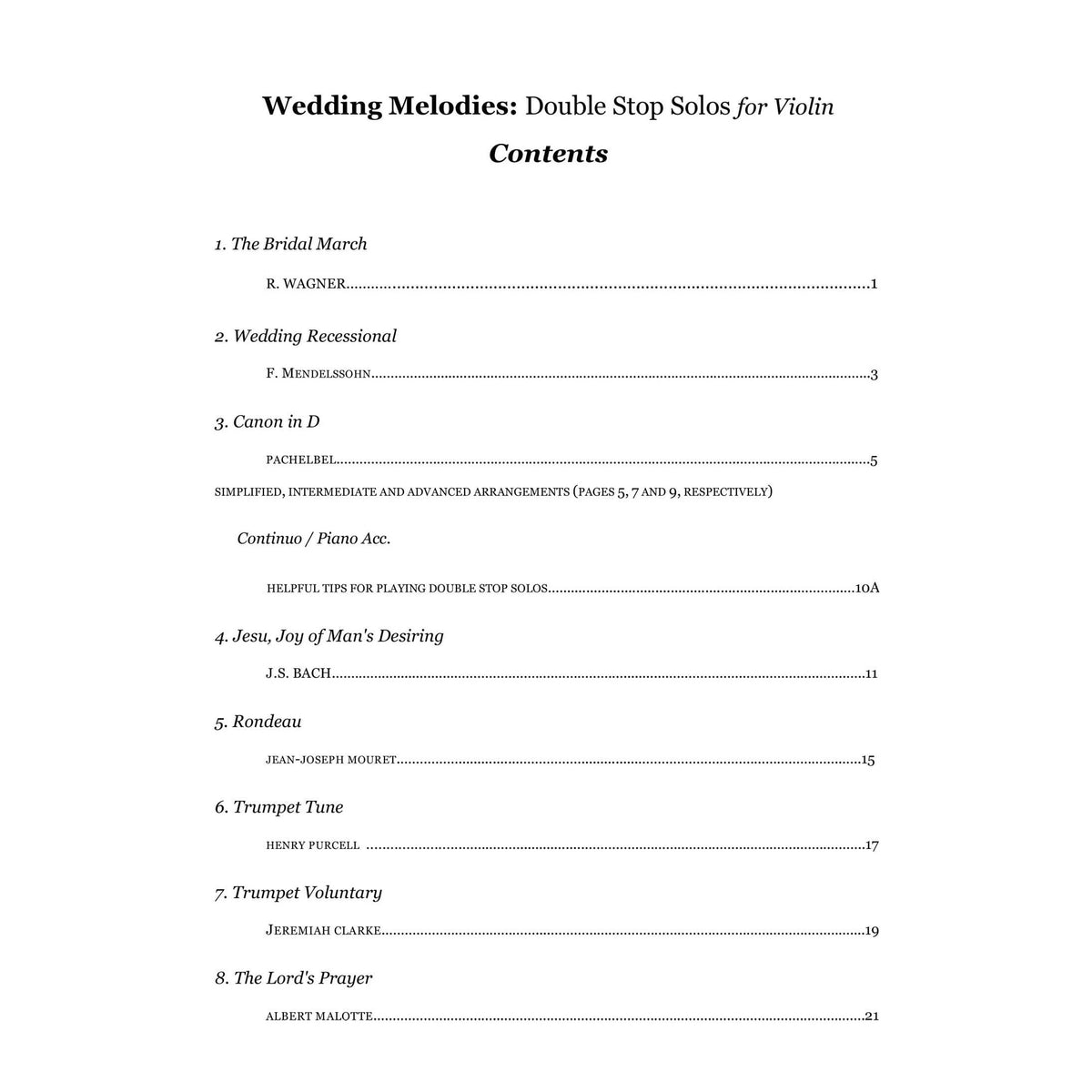 Yasuda, Martha - Wedding Melodies For Solo Violin - Digital Download