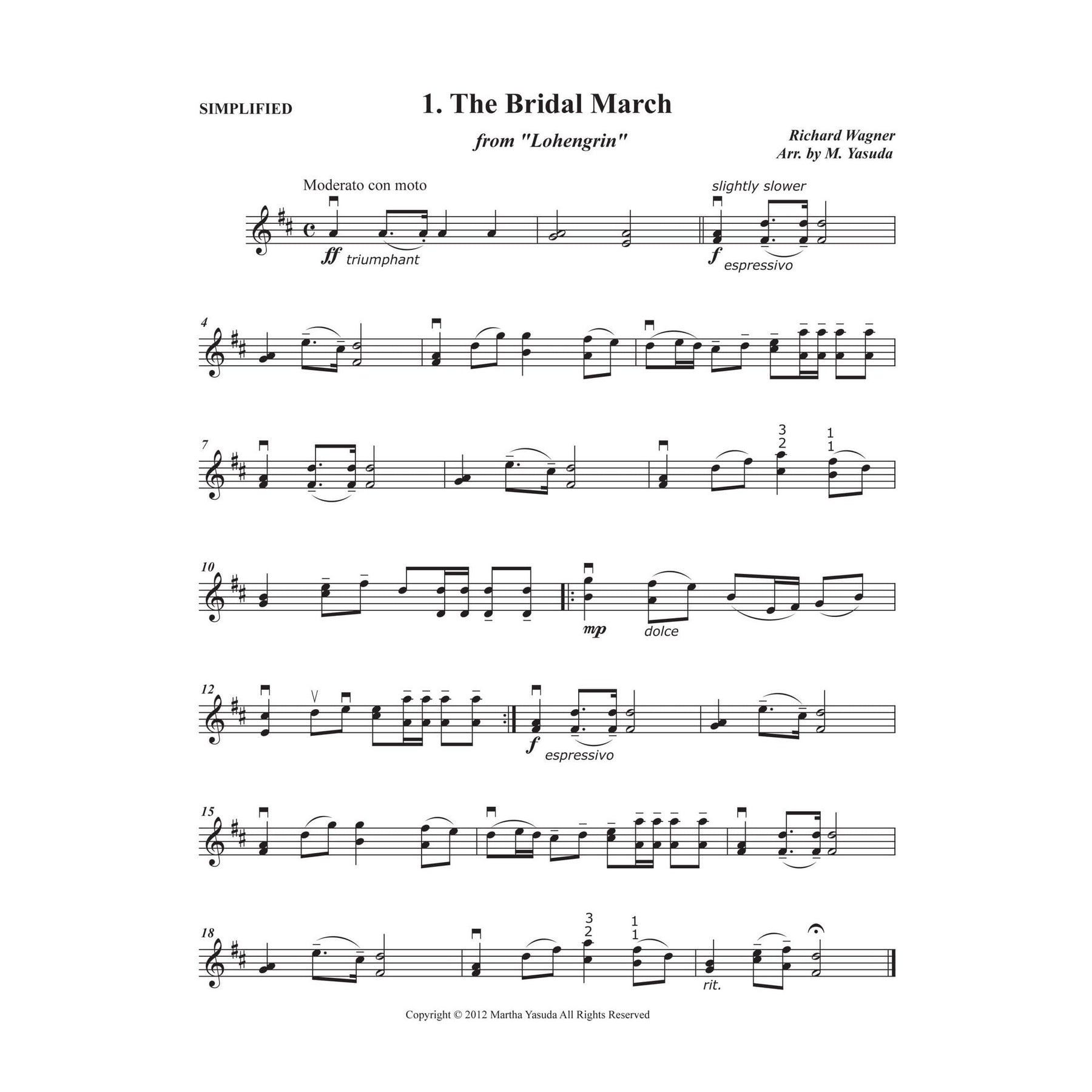 Yasuda, Martha - Wedding Melodies For Solo Violin - Digital Download