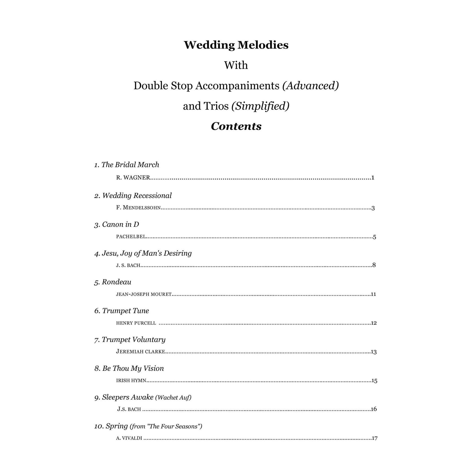 Yasuda, Martha - Wedding Melodies For Violin, Duet or Trio - Digital Download