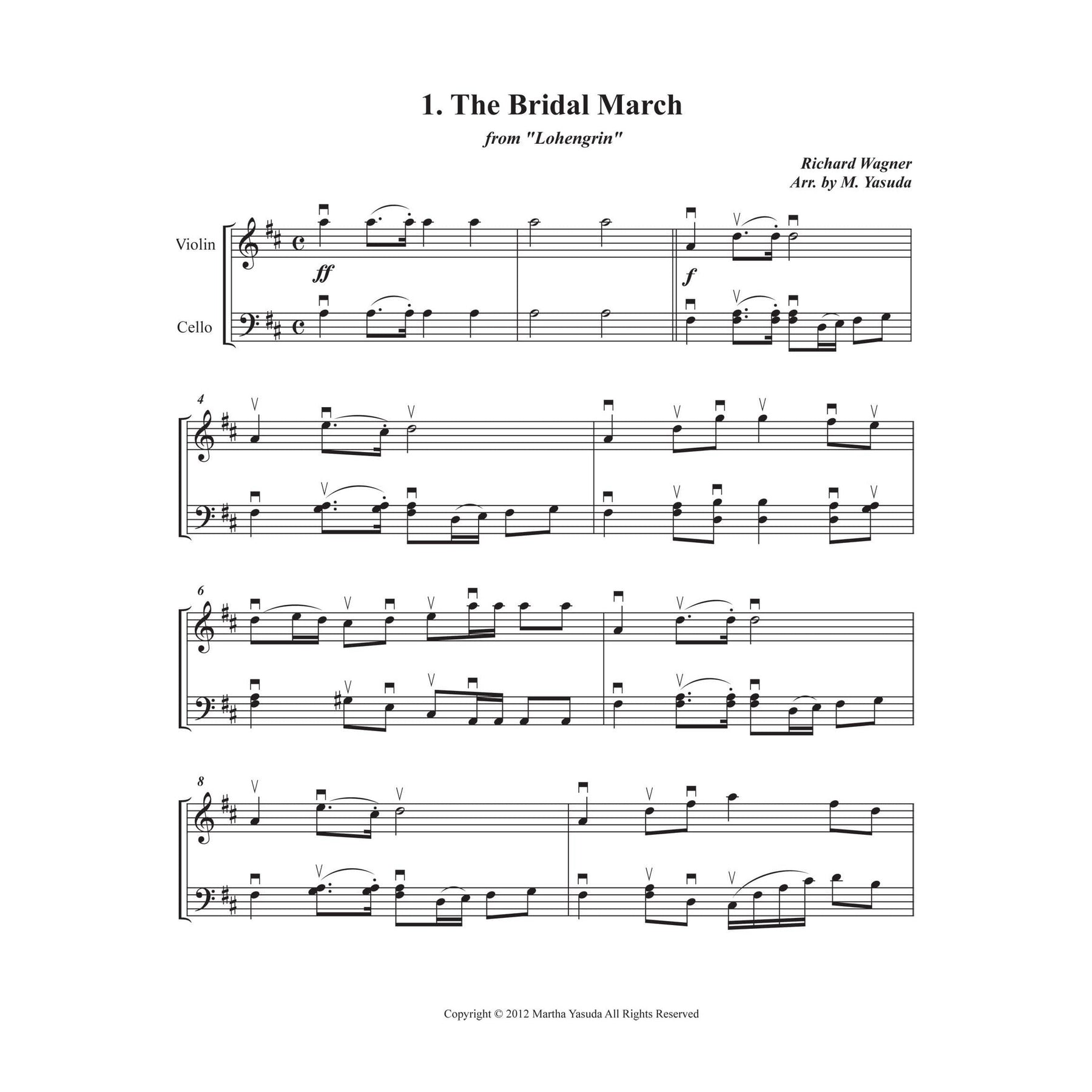 Yasuda, Martha - Wedding Melodies For Violin and Cello - Digital Download