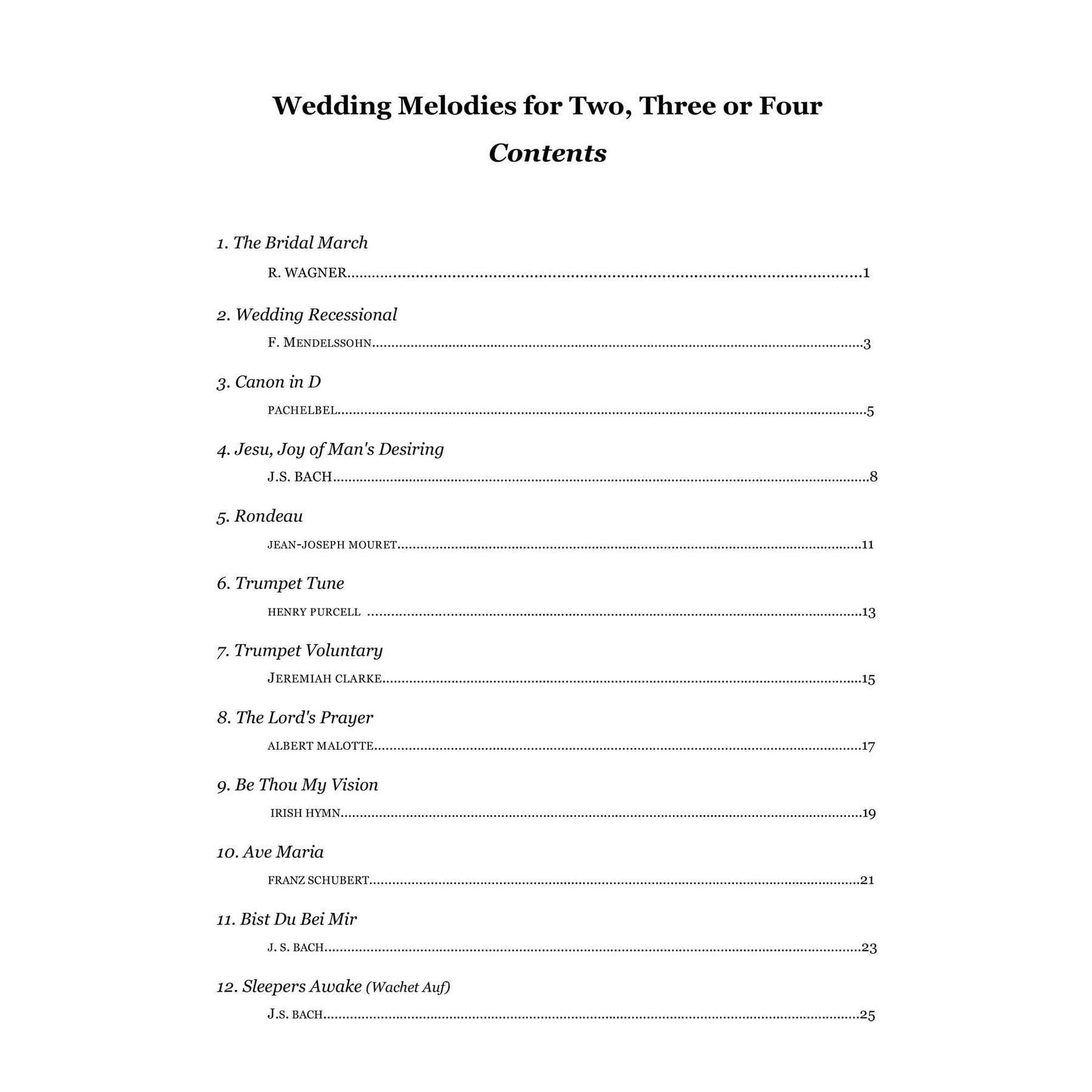 Yasuda, Martha - Wedding Melodies For Two, Three or Four - Digital Download