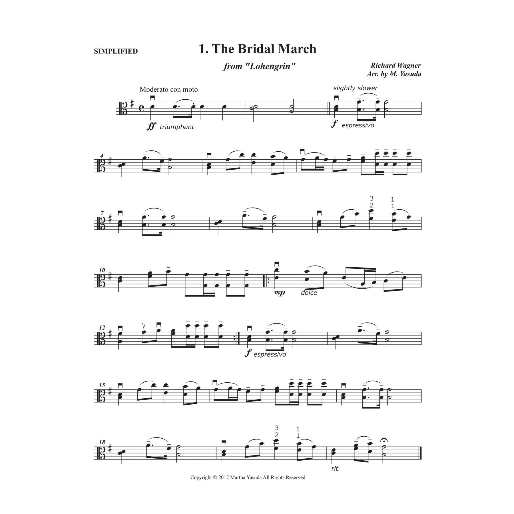 Yasuda, Martha - Wedding Melodies For Solo Viola - Digital Download