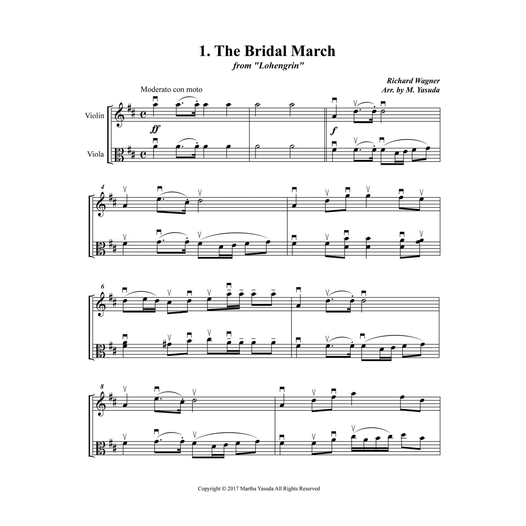 Yasuda, Martha - Wedding Melodies For Violin and Viola - Digital Download