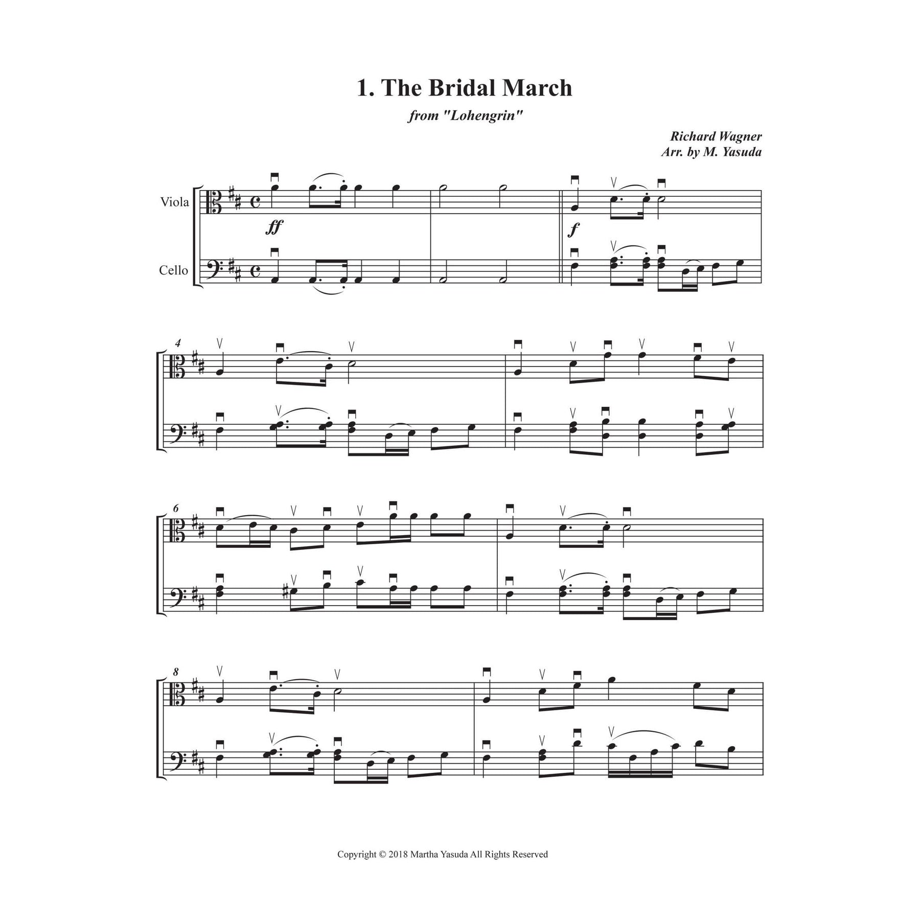 Yasuda, Martha - Wedding Melodies For Viola and Cello - Digital Download