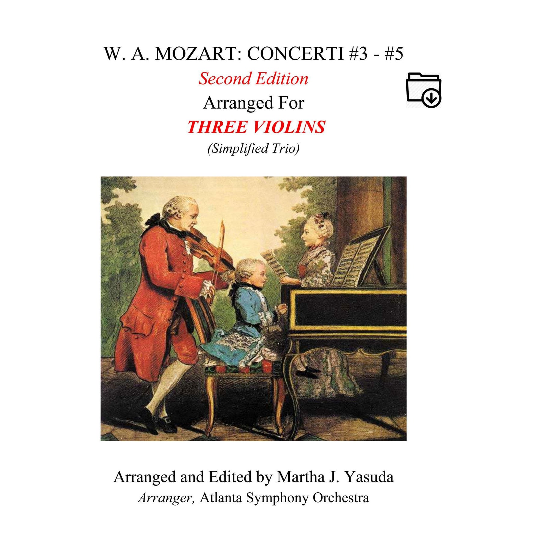 Yasuda, Martha - Mozart Concerti No. 3-5 for Three Violins (Simplified) - Digital Download