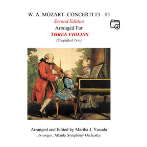 Yasuda, Martha - Mozart Concerti No. 3-5 for Three Violins (Simplified) - Digital Download