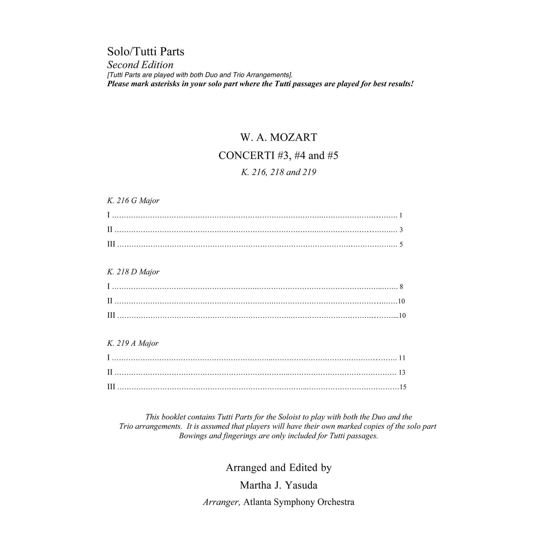 Yasuda, Martha - Mozart Concerti No. 3-5 for Three Violins (Simplified) - Digital Download