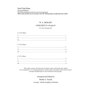 Yasuda, Martha - Mozart Concerti No. 3-5 for Three Violins (Simplified) - Digital Download