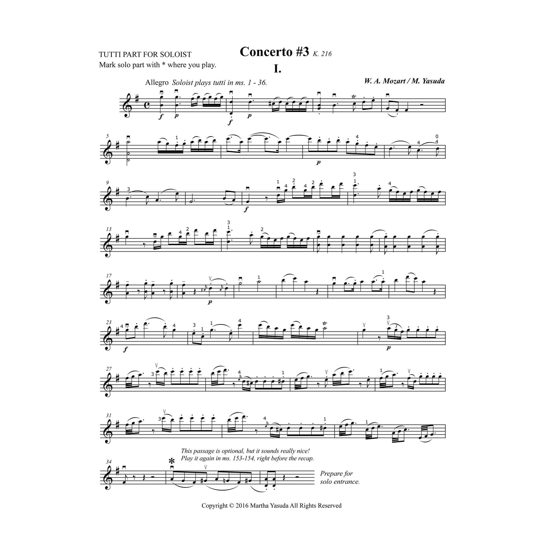 Yasuda, Martha - Mozart Concerti No. 3-5 for Three Violins (Simplified) - Digital Download