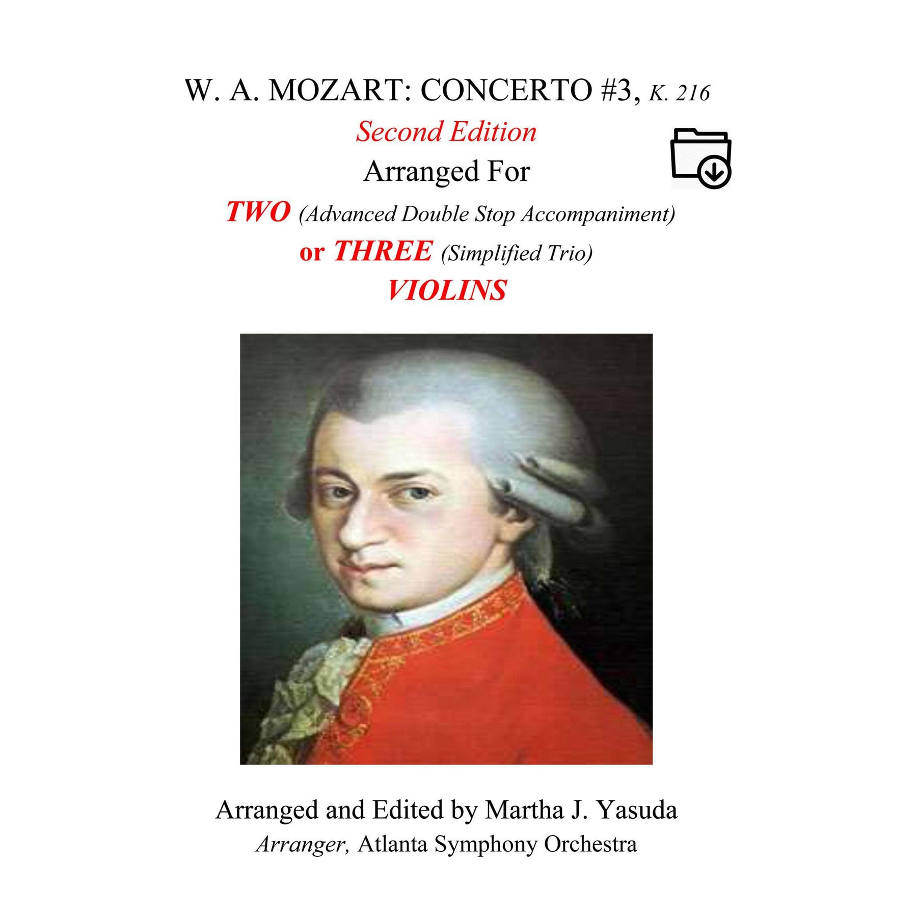 Yasuda, Martha - Mozart Concerti No. 3 for Two or Three Violins - Digital Download