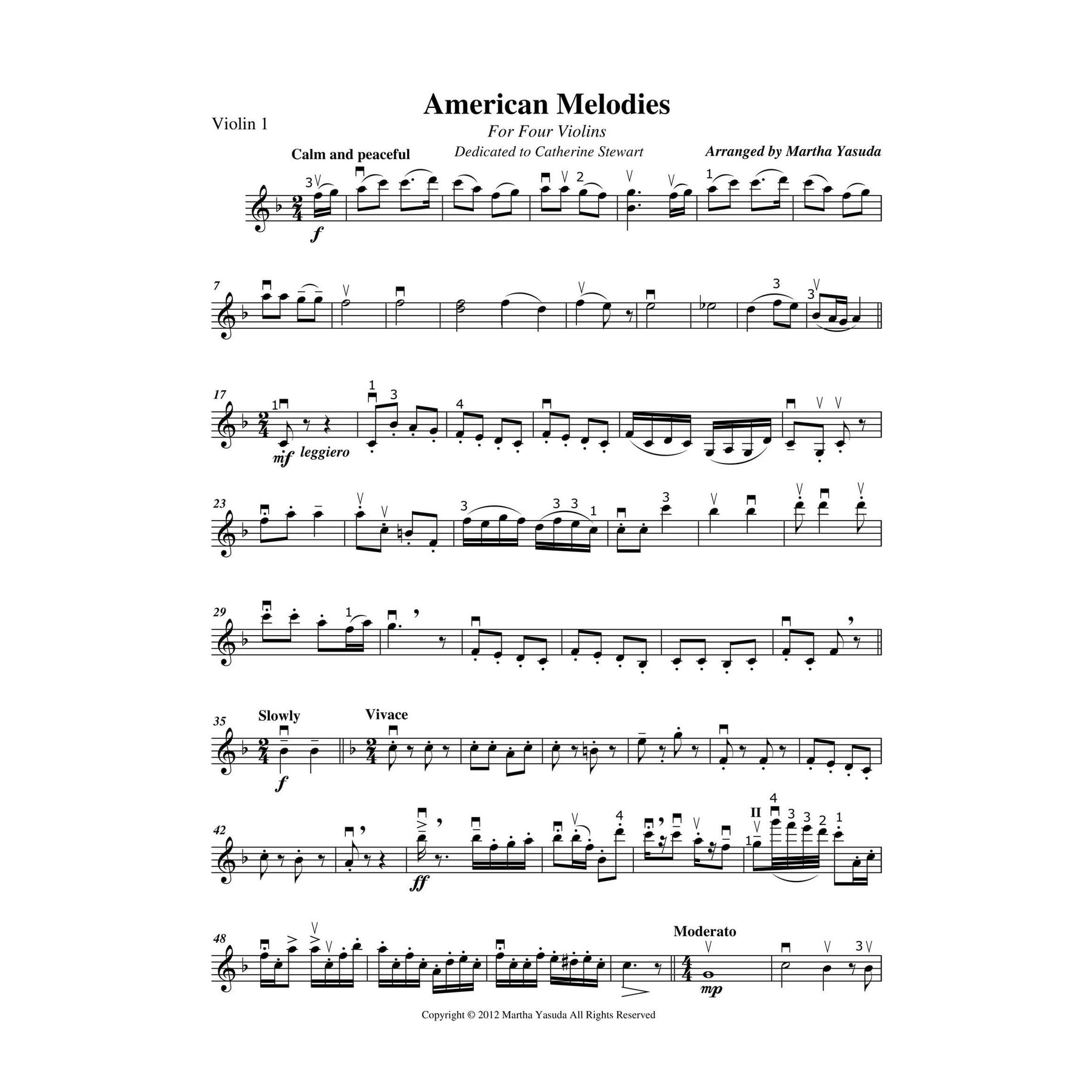 Yasuda, Martha - Cell Phone Symphony and American Melodies for Four Violins - Digital Download